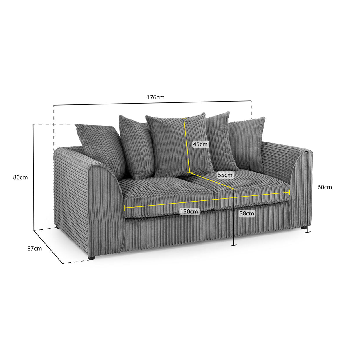 Aariya's Grey 3 Seater Sofa