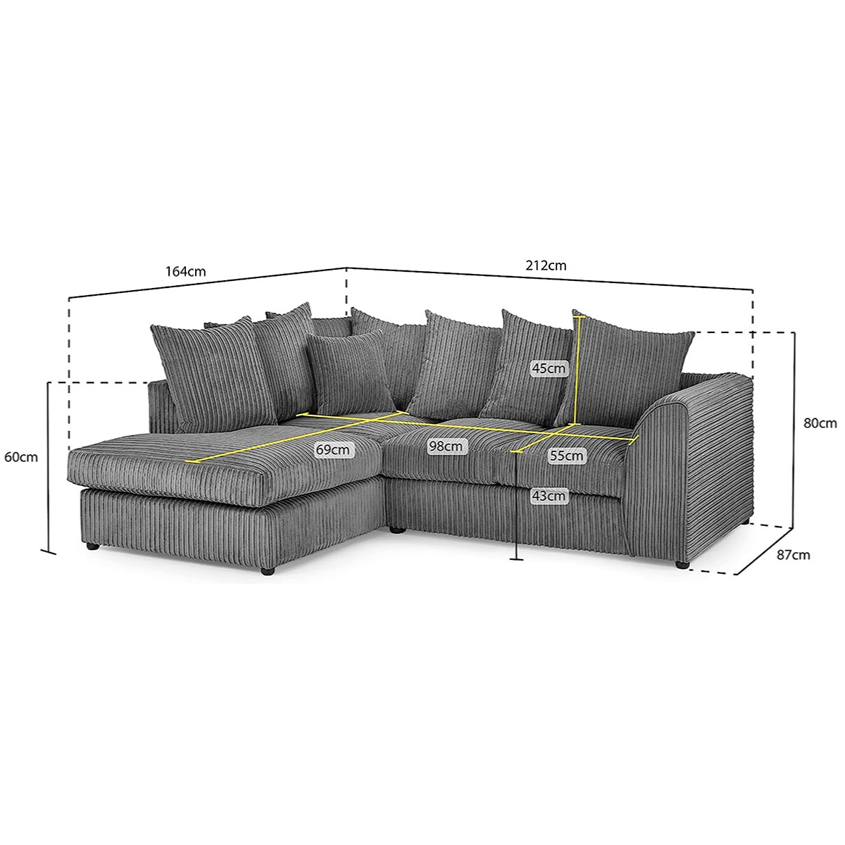 Aariya's Grey Left Hand Facing Corner Sofa