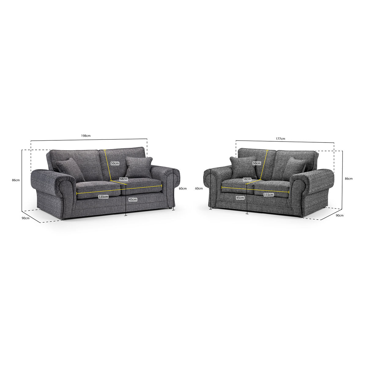 Amari's Grey 3 and 2 Seater Sofa