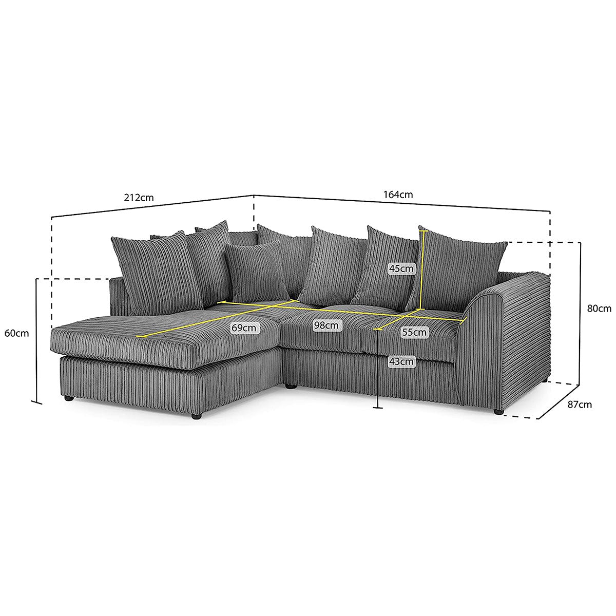 Aariya's Grey Left Hand Facing Corner Sofa