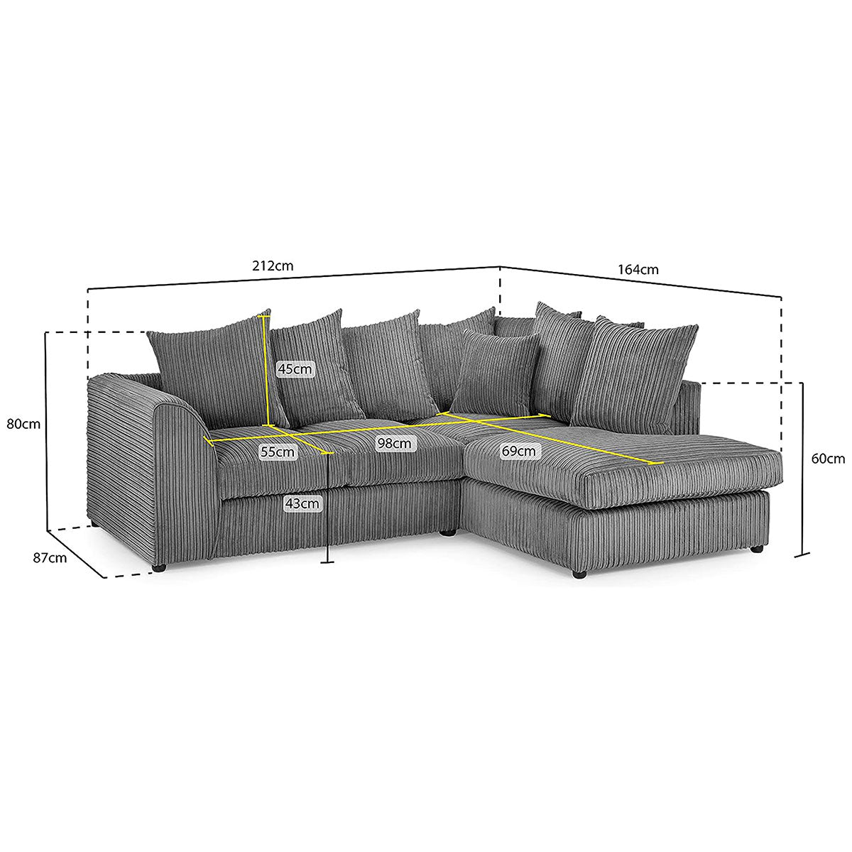 Aariya's Grey Right Hand Facing Corner Sofa